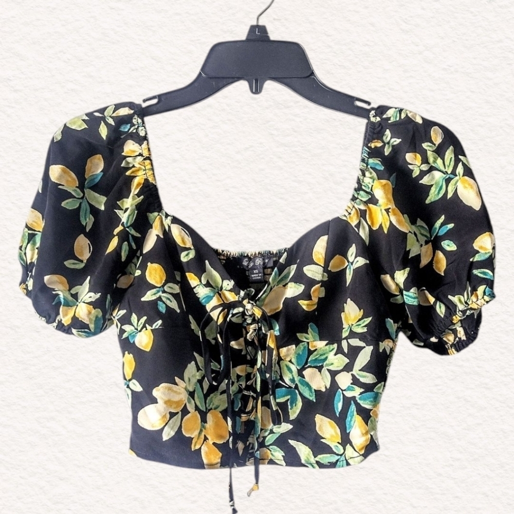 Lily Rose Juniors Lemon Crop Top Size XS